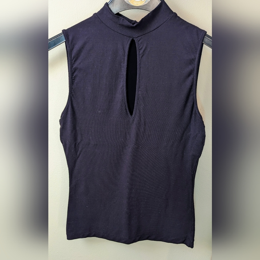 Made In Italy Of Benetton Women's Purple Stretch Bodycon KeyholeTop. Sz XS